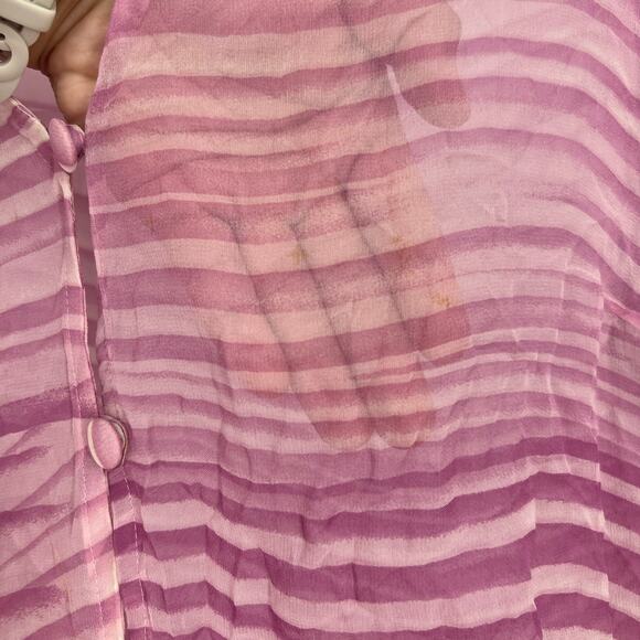 VTG Givenchy Pink Full Sheer Half Button Silk Tunic Top Cover Up Plus Size 14W - Picture 4 of 9